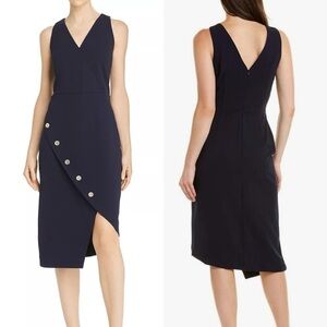 Nanette Lepore Navy Button-Detail Dress